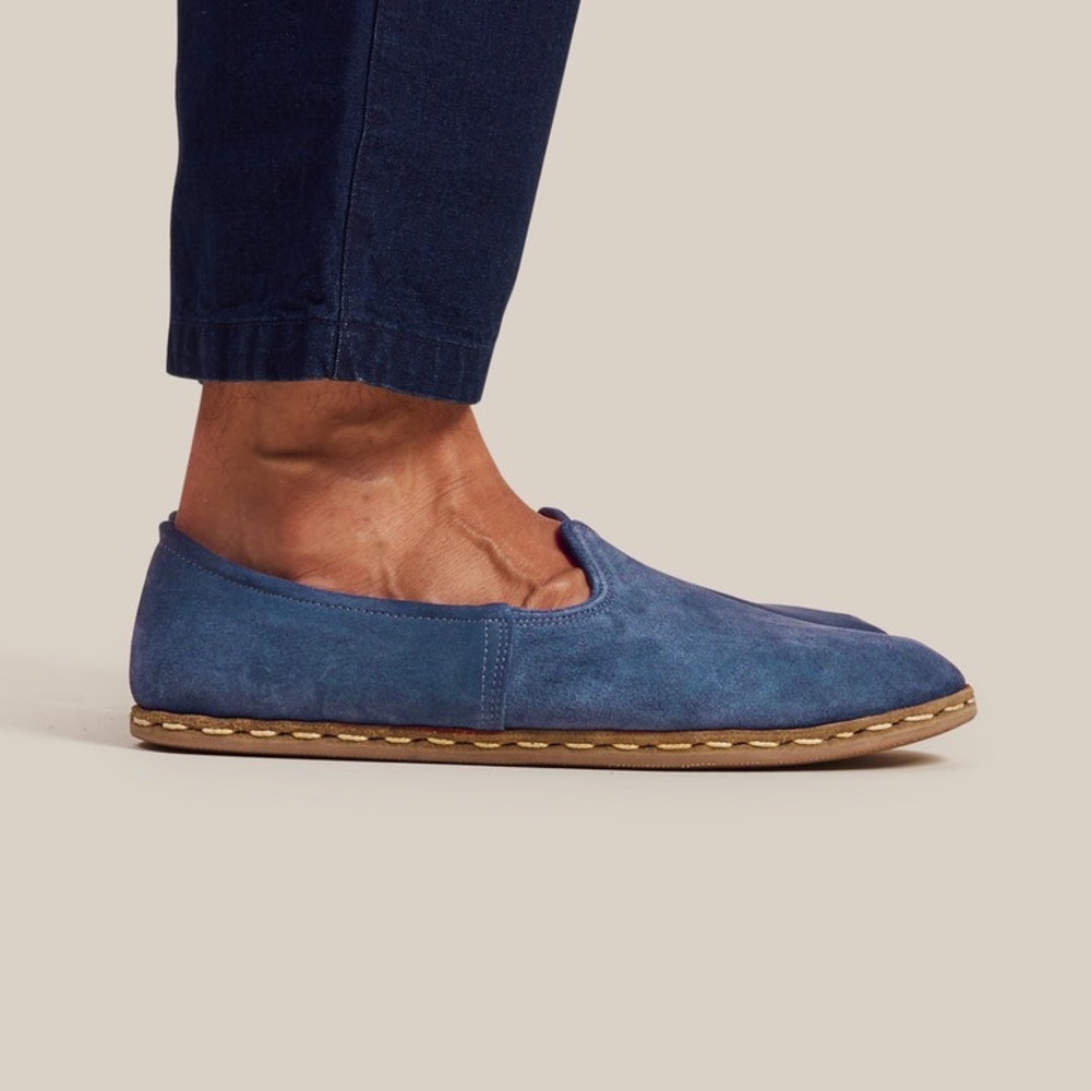 Men's Montauk Blue Sabah suede leather loafer Turkish slip on shoes 42